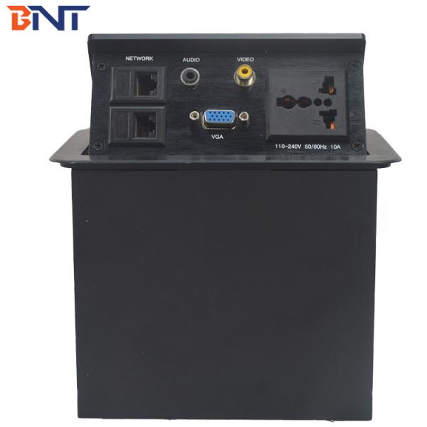 Black Aluminum Alloy 5Mm Panel Thickness  Table Pop Up Power Data Jack