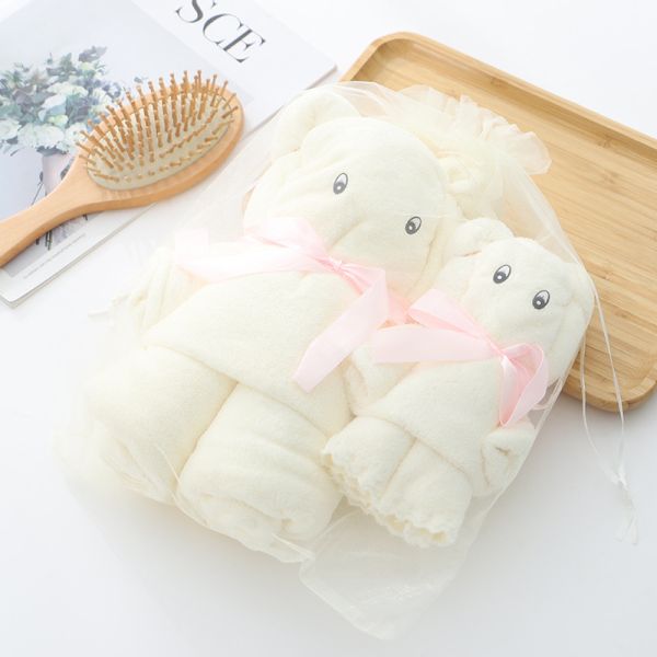 Как показано Luxury Bear Towel Bath towel density coral velvet set absorbent cute soft gift (как показано на рисунке)