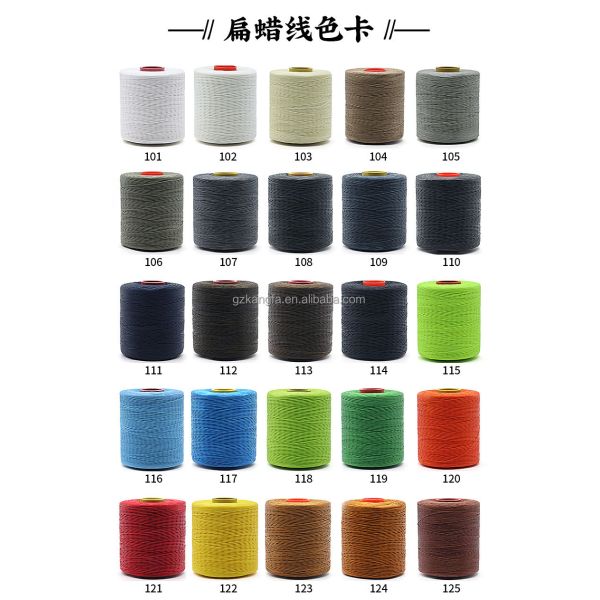 100% Polyester Flat Braided Sewing Yarn For Leather Braided Wax Thread 240 Colors