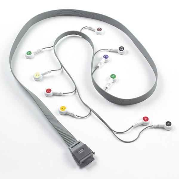Grey 10 Lead ECG Holter Cable Compatible for Edan Biomedical Instrument IEC Snap