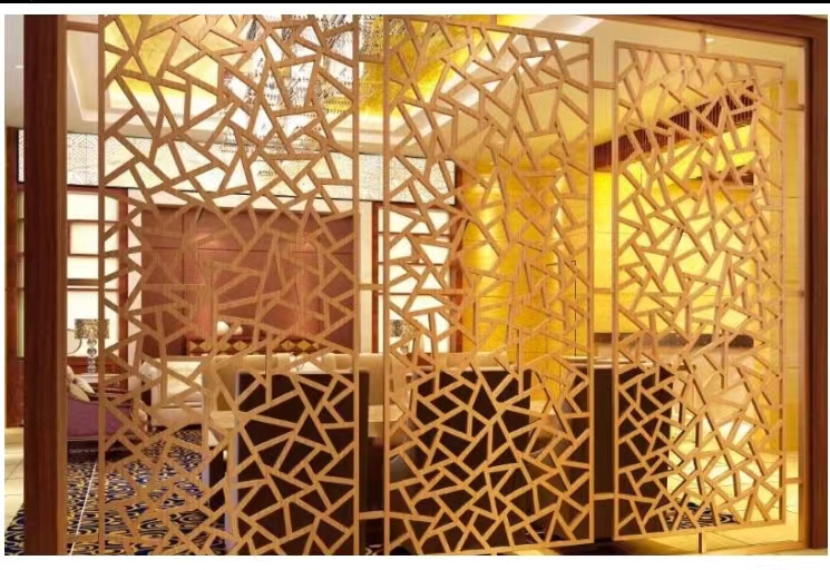 304 Stainless Steel Screen Partition Wall Hollowed Out Hotel Room Divider Screen