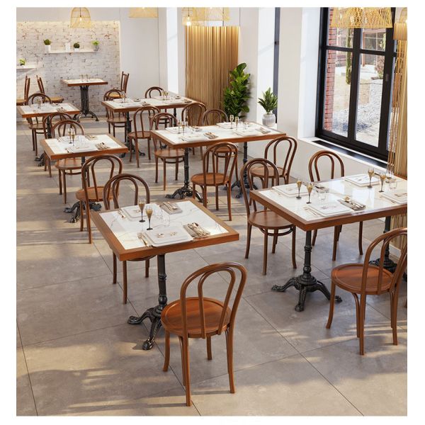 Simple Restaurant Interior Design American Retro Cafe Bistro Restaurant Rattan Wooden Table and Chairs