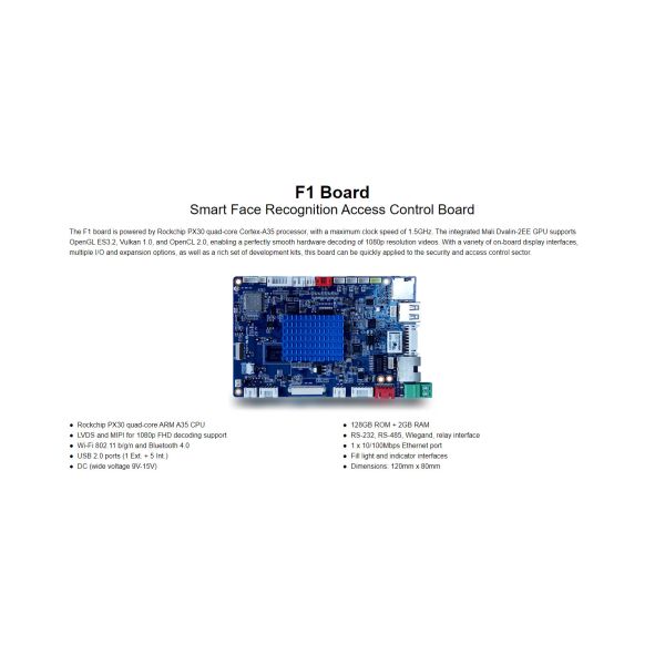 Контроль доступа F1 для распознавания лиц Используется портами Rockchip PX30 USB 2.0