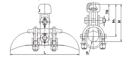 XGU Series Aluminum Cable Clamps , 3 Bolt Suspension Clamp Trunnion Type