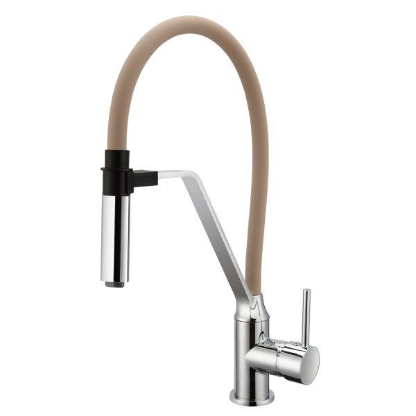 CONNE Pull Out Kitchen Mixer Faucet Desk Mounted Magnetic Light Brown Tube