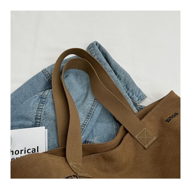 Custom Size Polyester Lined Fashion Canvas Shopper Bag for Women Shopping