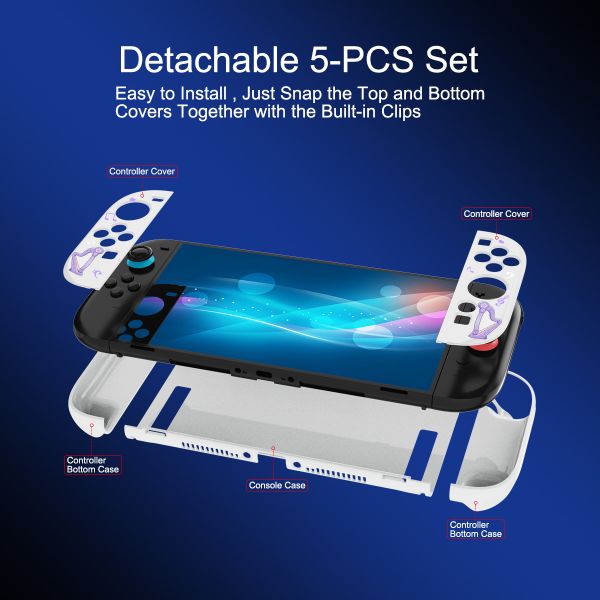 Soft Cream White Split-Face Protective PC Case - Cute Cartoon Girl Design for Nintendo Switch 2