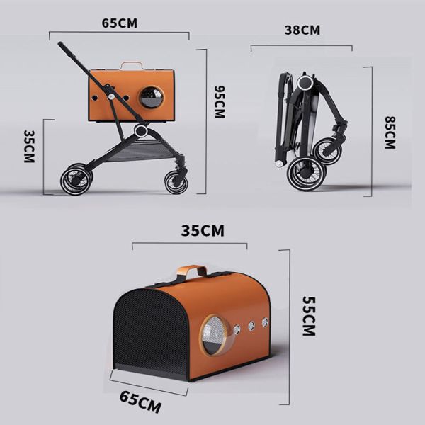 Collapsible Dog Stroller | Detachable Pet Carrier Stroller|Quiet Pet Stroller for B2B Bulk Purchase