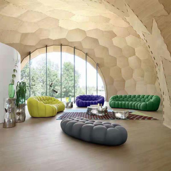 Sala de visitas Sofa Couch Green Bubble secional de veludo de 2 Seater grande