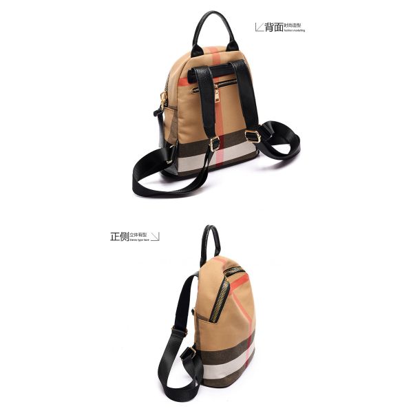 Women Leisure Backpack Style Plaid CanvasBackpack Mommy Bag School Feng Bag