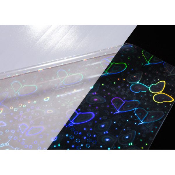 Holográfico Patrón de Mariposa Transparente Vinyl película de laminación en frío autoadhesivo, fácil laminación en frío, ideal para pegatinas DIY