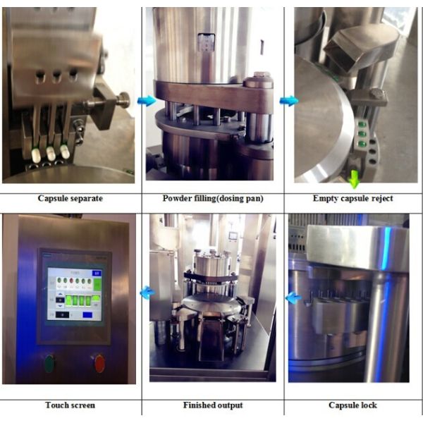 Auto Powder Pellets Hard Capsules Filling Machine Fully Enclosed Type
