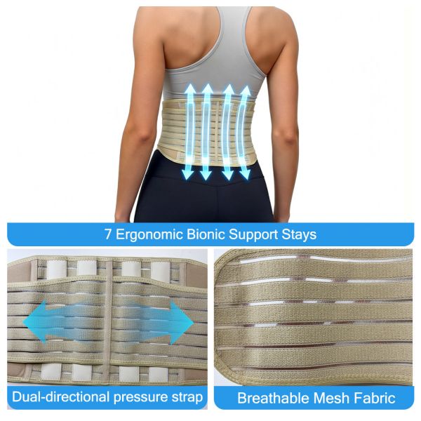 7 Bionic Stays Lumbar Support Belt 360 Wrap Lower Back Pain Brace