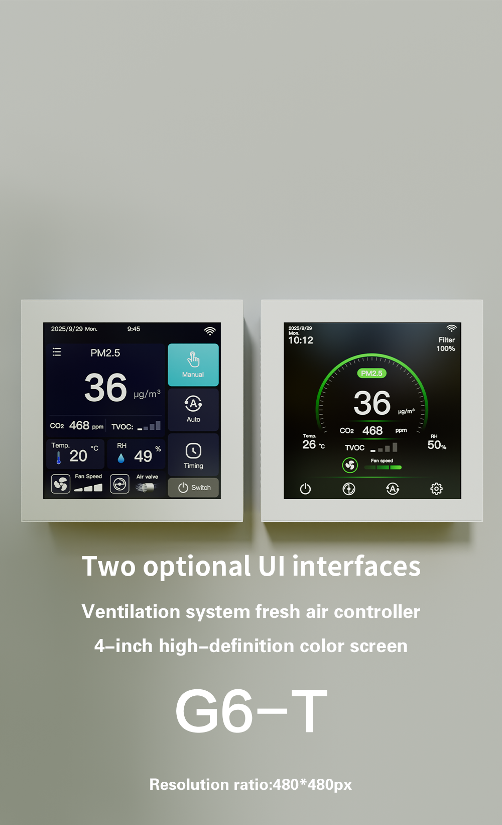 4 Inch Smart Ventilation Controller with Real Time Monitoring Three Speed Fan WiFi Connectivity
