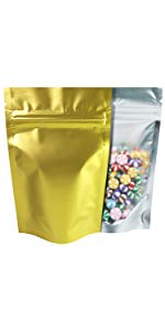 Foil bags, Semi-Clear Window Hang-Hole Stand-Up K Pouch, Aluminum Packaging Bags Laser K Stand Up Resealable Pouches Wit