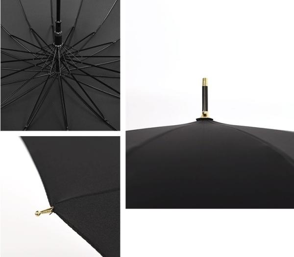 Guarda-chuva reto aberto do Pongee do diâmetro 112CM auto com o punho de madeira de J