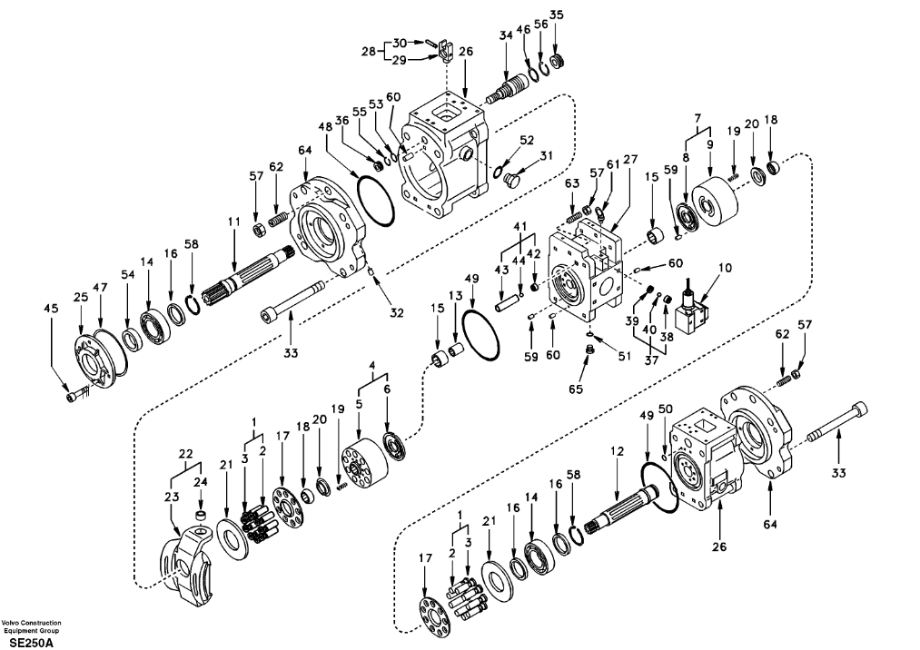 EC360 K3V180DTP Excavator Hydraulic Pump In Middle Long Gear Pump Red