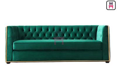 Vintage Luxury Studded Upholstered Restaurant Booth 3 Seats Arm With Velvet