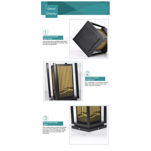 IP 65 Chinese New Style LED Garden Lights with Galvanized sheet Lamp Body for Villa Park
