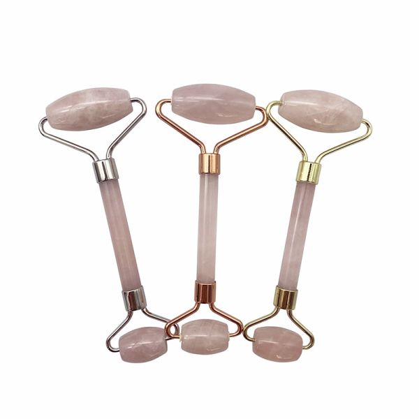 Perfecore Jade Roller Beauty Rose Quartz Guasha Roller Face Neck Gua sha Massage Tool Stone for Hand Made Craft and Skin Care