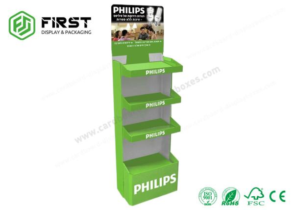 Recyclable Floor Stand Portable Paper Shelf Light Bulb Cardboard Floor Display Stand