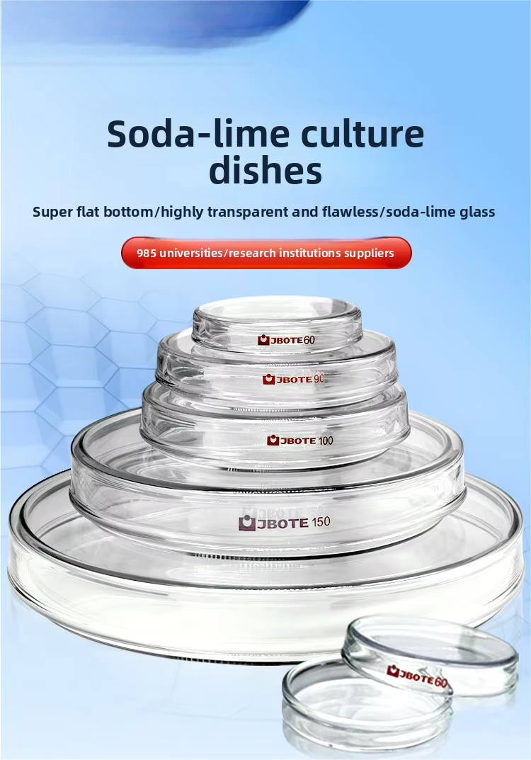 Sodium Calcium Glass Petri & Cell Bacterial Culture Dishes High Temperature Resistant Large Capacity