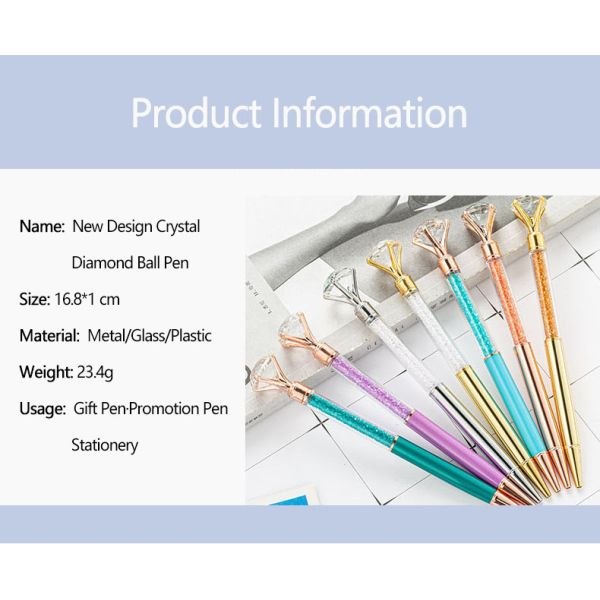 Big Crystal Diamond Ballpoint Pen 1.0mm Fashion Shiny Metal Gift Ball Pen