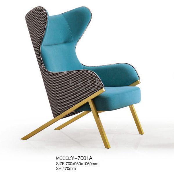 High Back Armchair Modern Leather or Fabric Leisure Chair