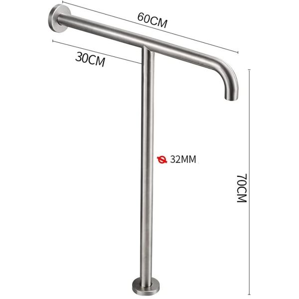 T Shaped Stainless Steel Grab Bar With Mirror Polishing Brushed Nickel Color