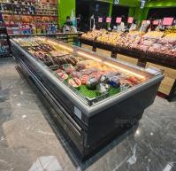 Resfriador de exibição de vegetais de preservação de frutas estilo aberto para loja de frutas