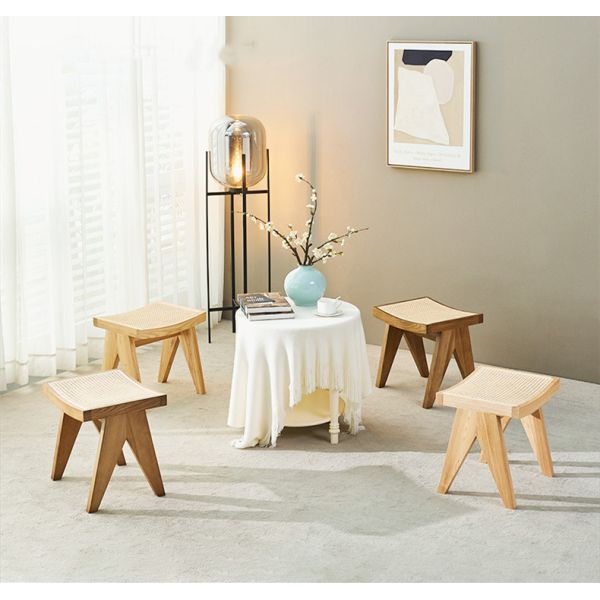 New Design Modern Solid Wood Chair Rattan Bench Leisure Dining Chair Bed Footstool Shoe Bench