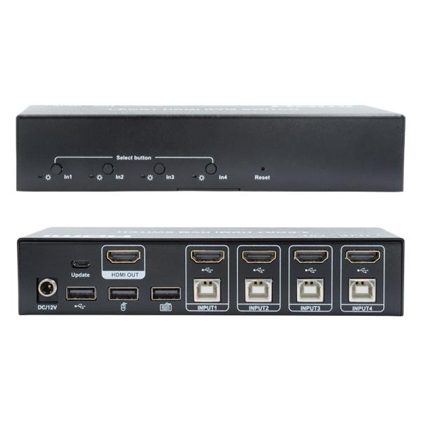4 Port KVM Switch HDMI 4K 30Hz Hot Keys Auto Switching No Delay USB Switch