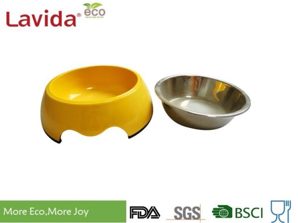 Yellow Heat Resistance Melamine Pet Bowl Unbreakable Tasteless Free Of Heavy Metals