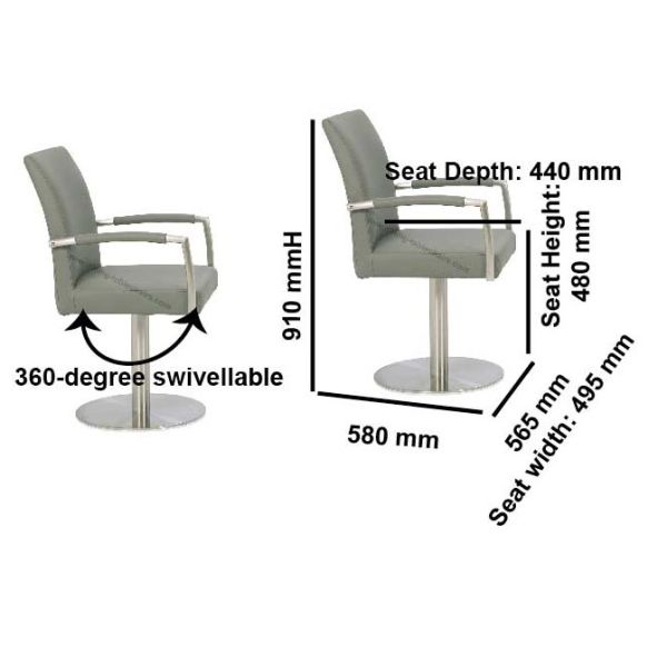 Стильная поворачивая на шарнирах нержавеющая сталь обедая подлокотник стульев высокий поднятый проложенный
