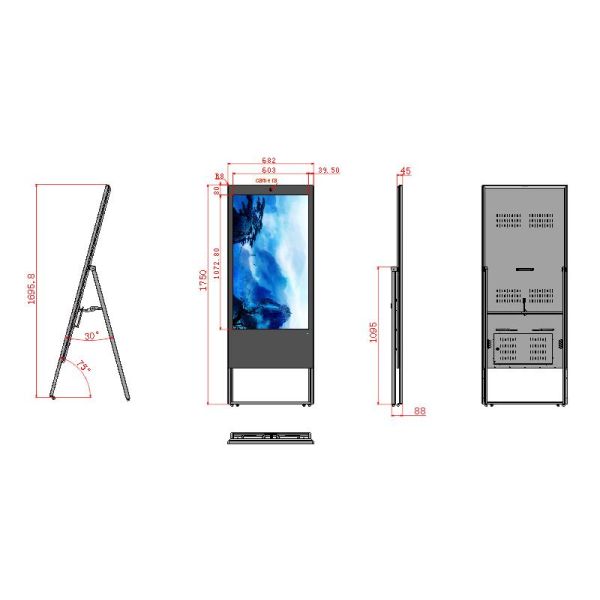 49-дюймовый цифровой плакат рекламный цифровой дисплей тотем 350 нит