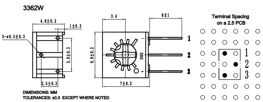501 503 504 3362W 1k 100 Ohm Trim Pot Trimmer Resistencia variable