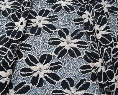 Black / White Knitted Elastic Lace Fabric For Lady Garment Sunflower Pattern CY-DK0008