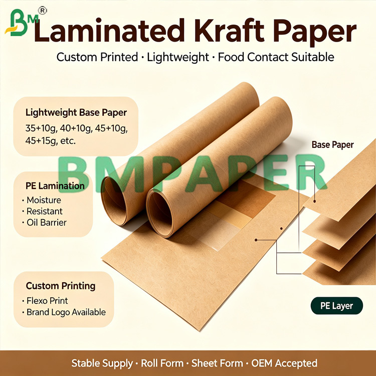 Custom Printed PE Laminated Kraft Paper For Food Bags & Liners Food Grade