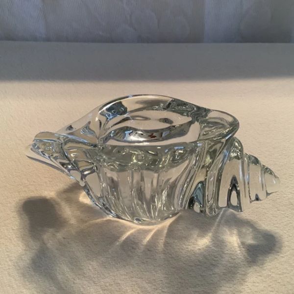 Hot sales Unique creative conch shape clear crystal glass candelabra candlestick holder