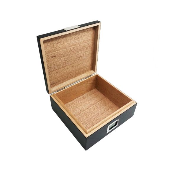 Black Wooden Cigar Storage Box Cigar Case Leather Handmade OEM For Men'T Gift