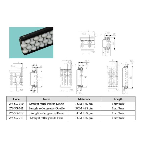 ZY-SG-010 ACCUMULATION ROLLER GUIDE WITH STEEL PROFILE STRAIGHT SECTIONS