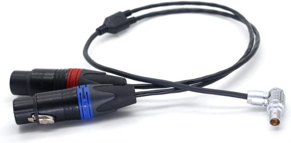 Double Channel Alexa Mini LF Audio Cable XLR 3 Pin To Right Angle 0B 6 Pin