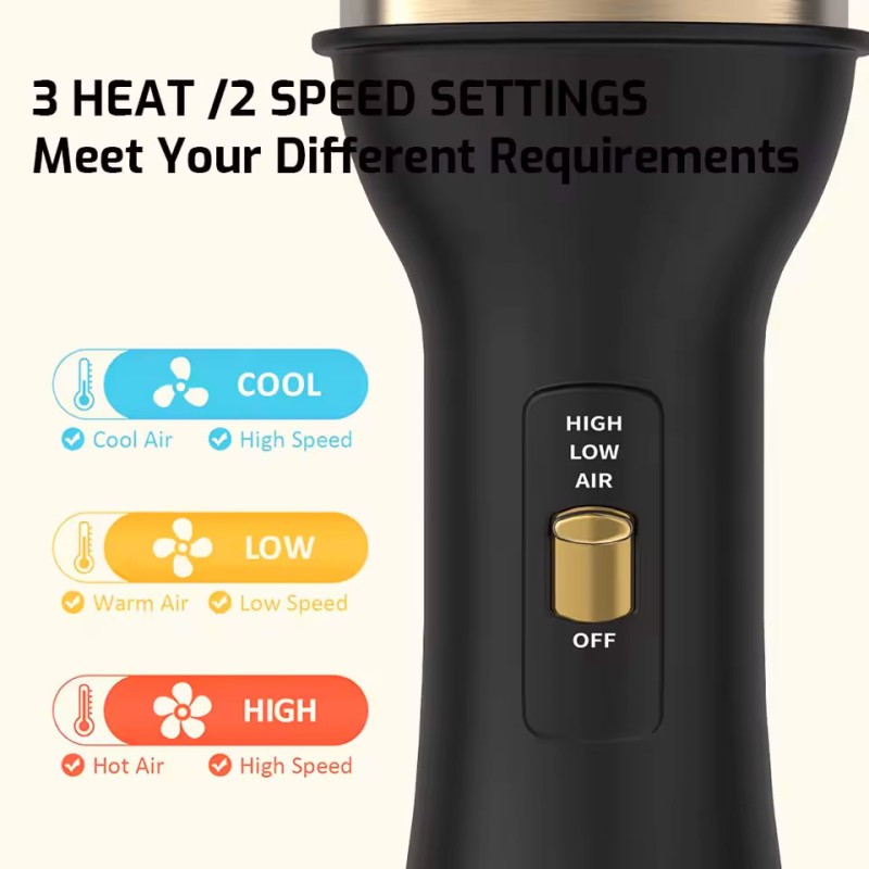 Wholesale Professional One-Step Hair Dryer Brush LCD Temperature Display Iron Electric Blow Styler Comb 1000W 2-Speed Fast