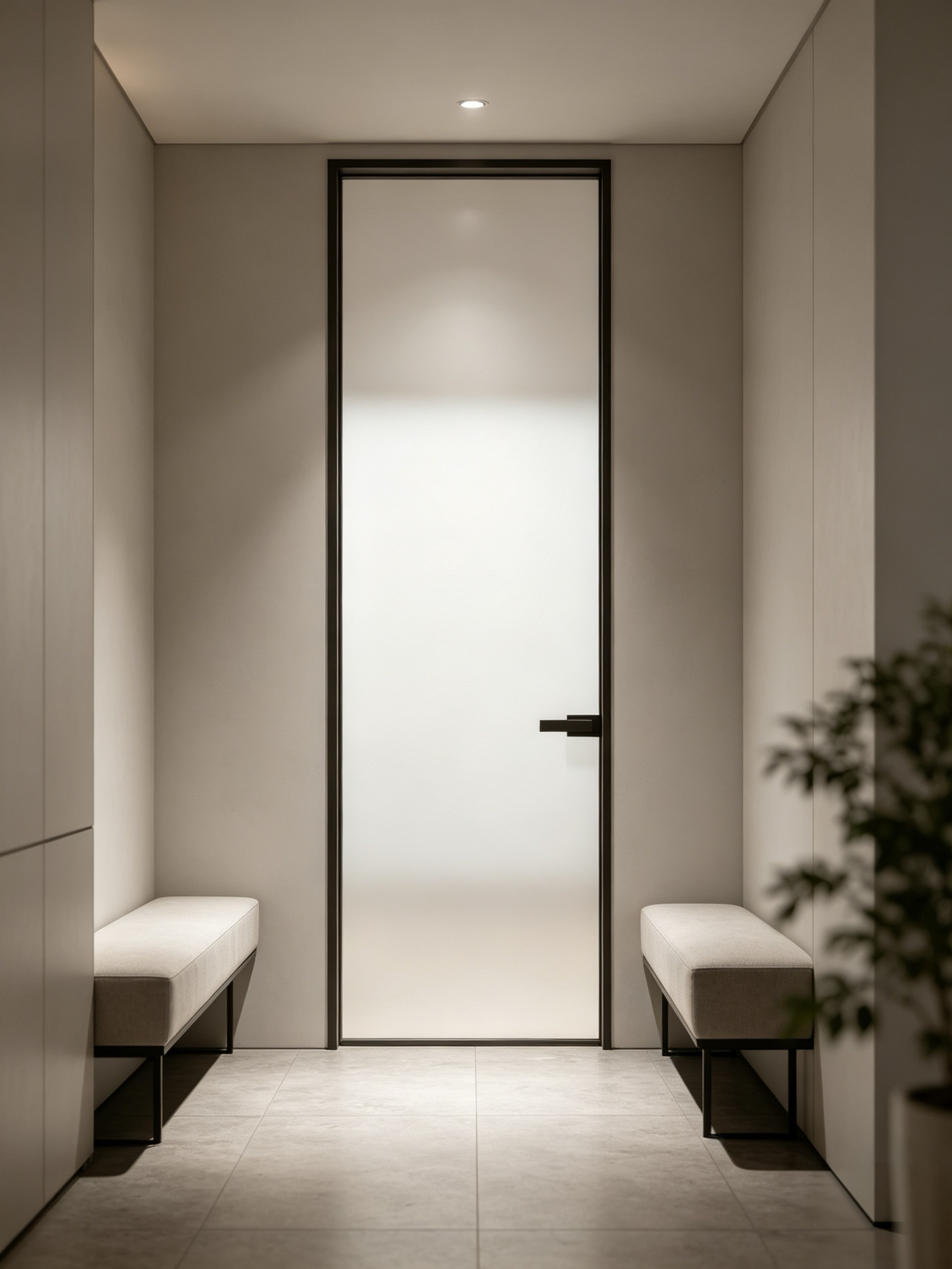 Custom Size Ultra-slim Black Frame Interior Door with T6-T5 Aviation-grade Aluminum Alloy and 304 Stainless Steel Hardware