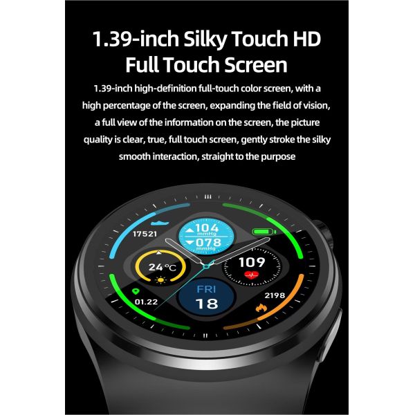 Pantalla IPS Bombilla de aire Presión arterial Pulso monitor Reloj inteligente S28 1.39 pulgadas