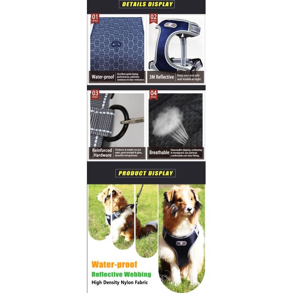 New Design Breathable No Pull Chest Easy Walk Dog Harness for Big Dog