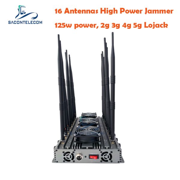 5.8G UMTS Desktop WiFi Signal Jammer 16 Antennas 125w 40m VHF UHF