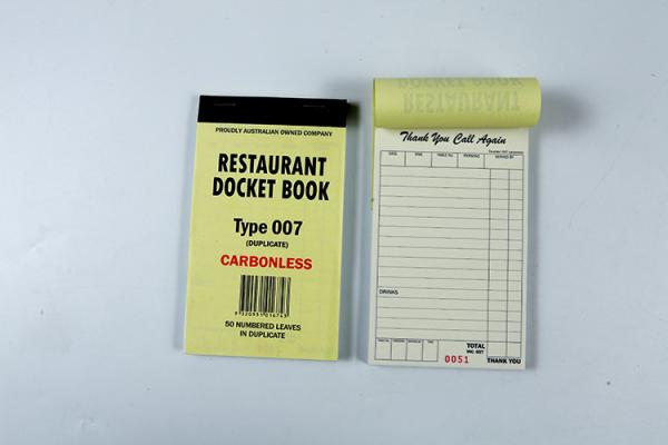 007  100-Page Yellow Cover Board Paper docket book with Two Parts White Bond Paper