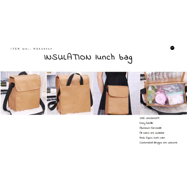 ECO-Friendly washable kraft paper cool bag, lunch bag