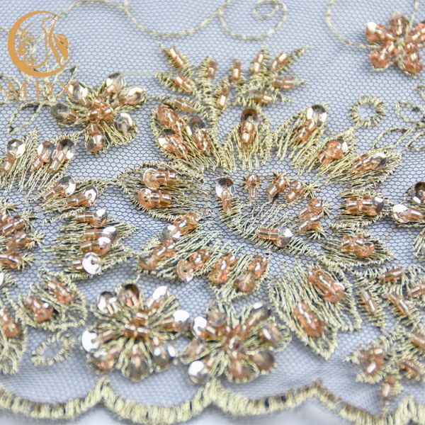 Нигерийский сверкная шить ткани шнурка Sequin Handmade вышил